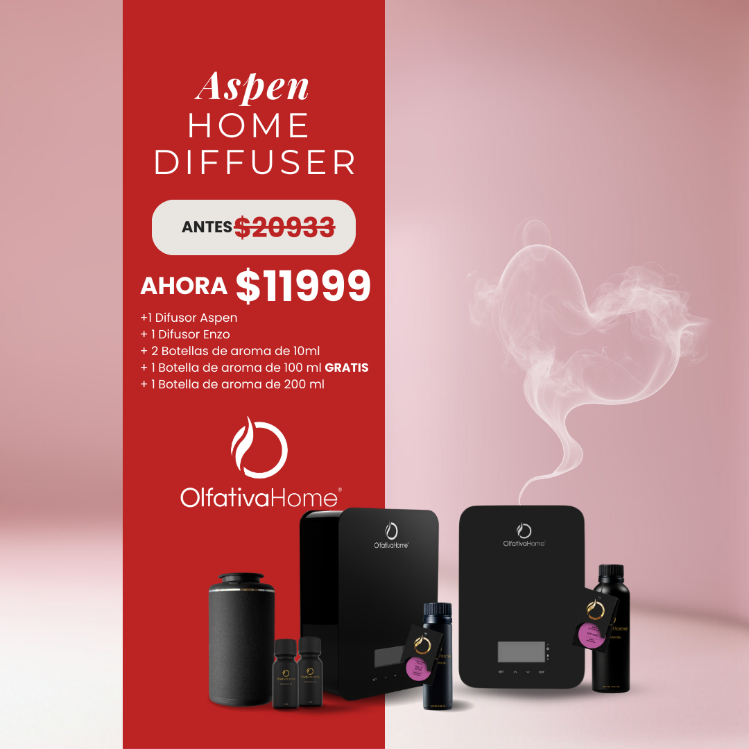 Set Love Yourself 3 – Difusor Aspen con Suscripción + 100 ml de Aroma Gratis + Segundo Aspen 35% OFF + Botella de Aroma 200 ml + Difusor Enzo 70% OFF + 2 Aromas de 10 ml