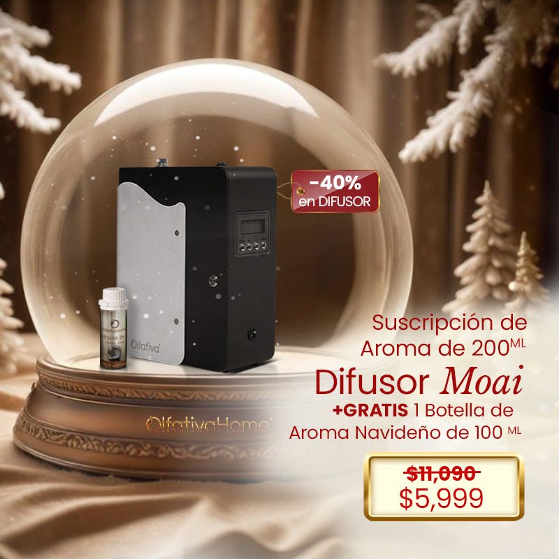 Difusor Moai al 40% + Suscripción de Aroma 200 ml + 100 ml GRATIS - Olfativa Home