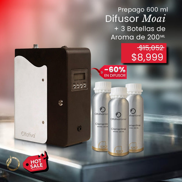 Difusor Moai al 60% + Prepago (3 recargas 200 ml) - Olfativa Home
