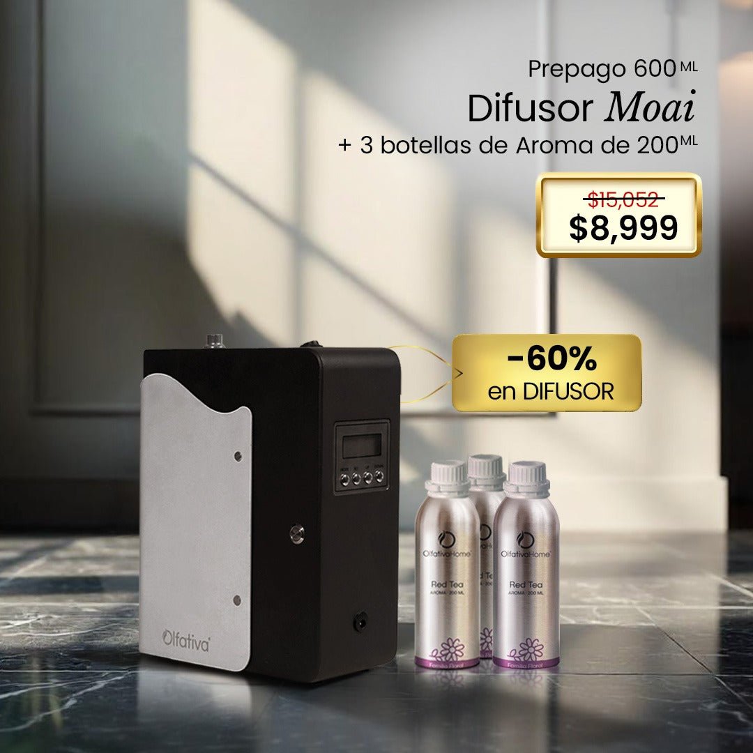 Difusor Moai al 60% + Prepago (3 recargas 200 ml) - Olfativa Home