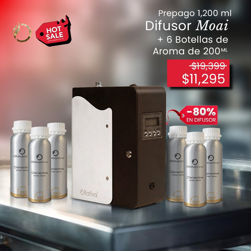 Difusor Moai al 80% + Prepago (6 recargas 200 ml) - Olfativa Home